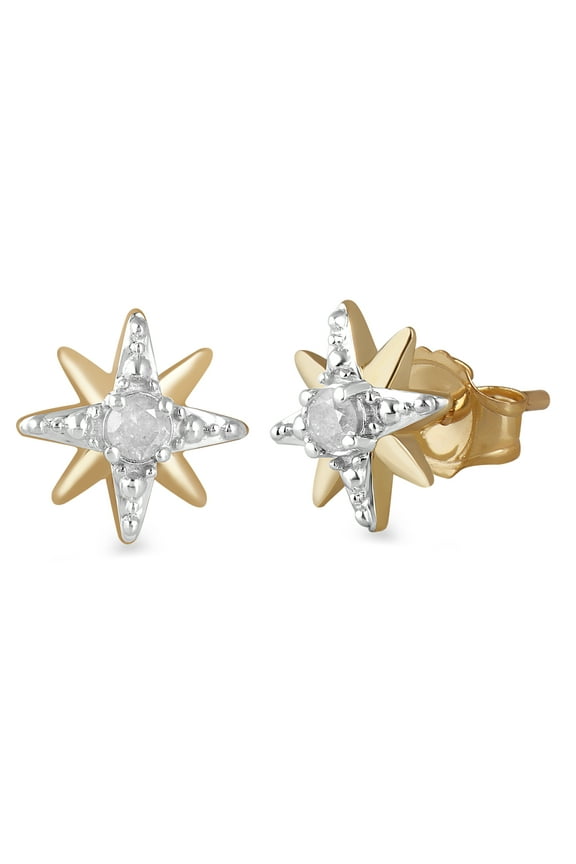 0.1 Carat Diamond Stud Earrings for Women in 10K Yellow Gold