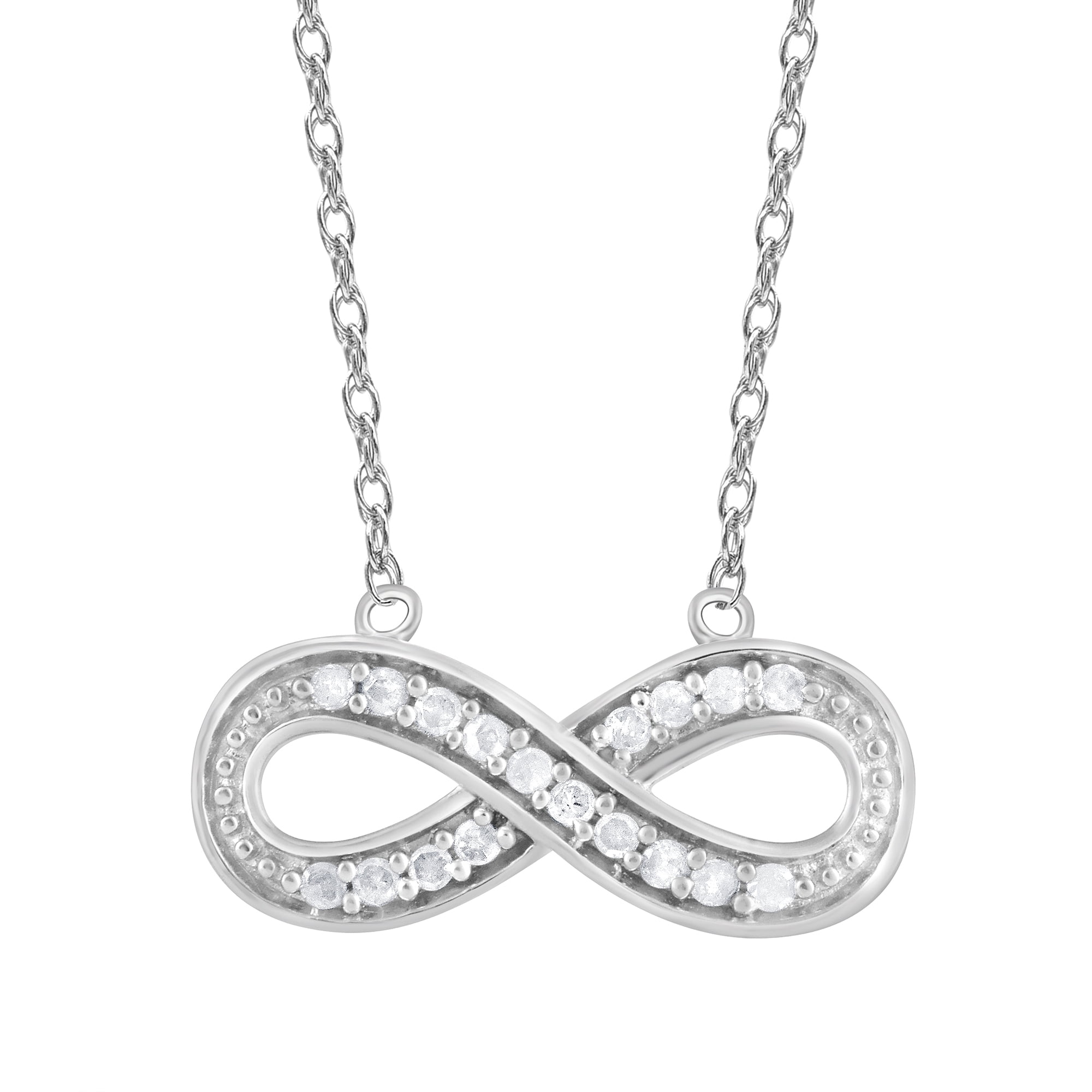 Brilliance Fine Jewelry 0.10 ct Diamond Women's Infinity Pendant Necklace in Sterling Silver, (I-J, I3)