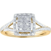 GEMSPIRATIONS Brilliance Fine Jewelry 1/10 Carat T.W. Diamond Cluster Illusion Ring in Sterling Silver with 14kt Gold Plating