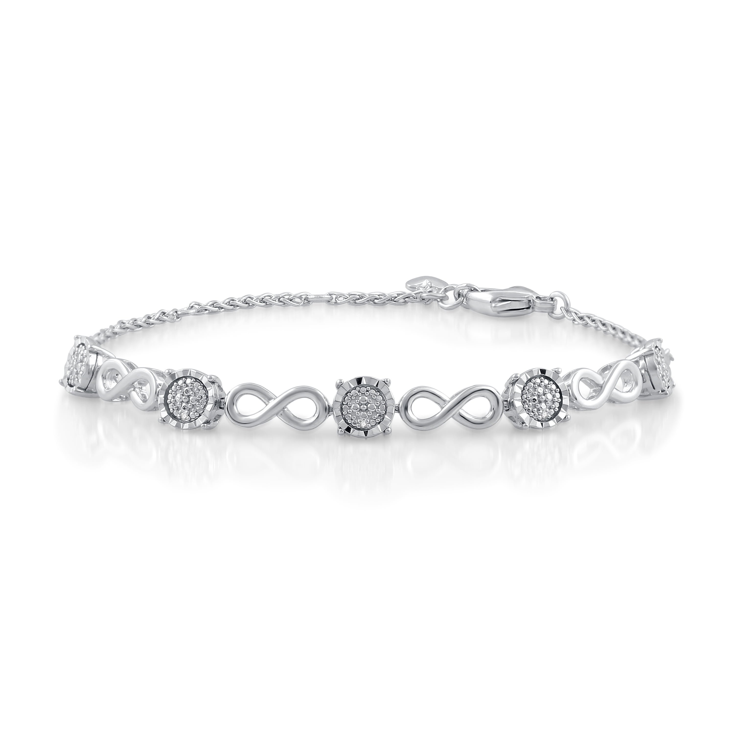 Brilliance Fine Jewelry 1/10 CTTW Diamond Womens Infinity Tennis Bracelet .925 Sterling Silver