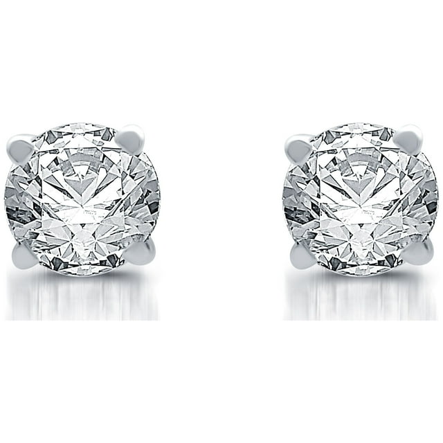Brilliance Fine Jewelry 1/2 CTTW Diamond 10k White Gold Solitaire Studs (H-I, I2) IGI Certified