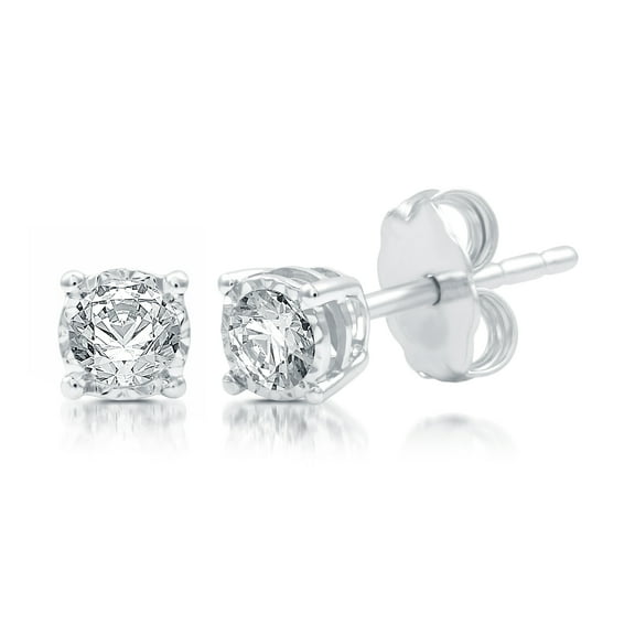 Brilliance Fine Jewelry 1/2 CTTW Round Diamond 10k White Gold Stud Women's Earrings (I, I2-I3)