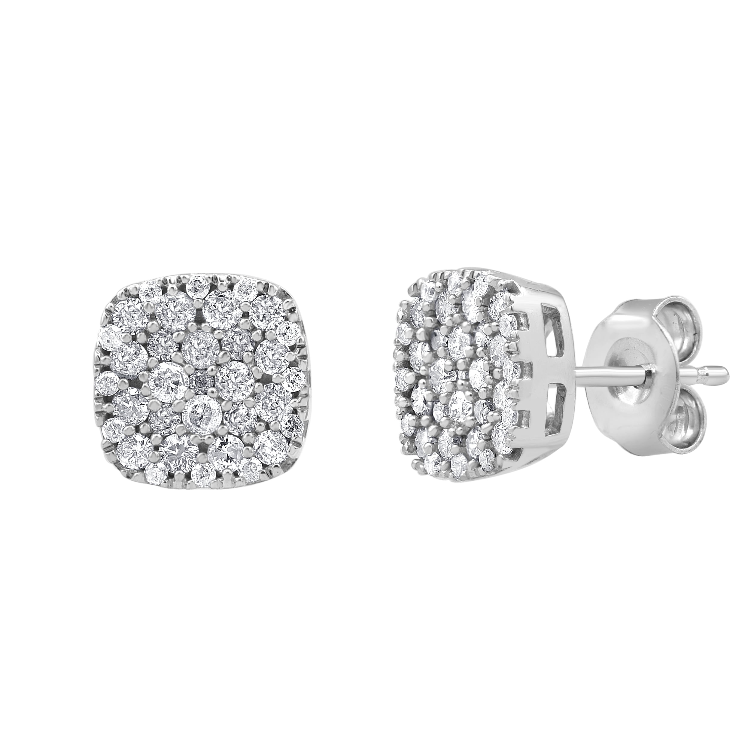 Brilliance Fine Jewelry 1/2 Carat Diamond Stud Earrings in 10K White Gold for Women