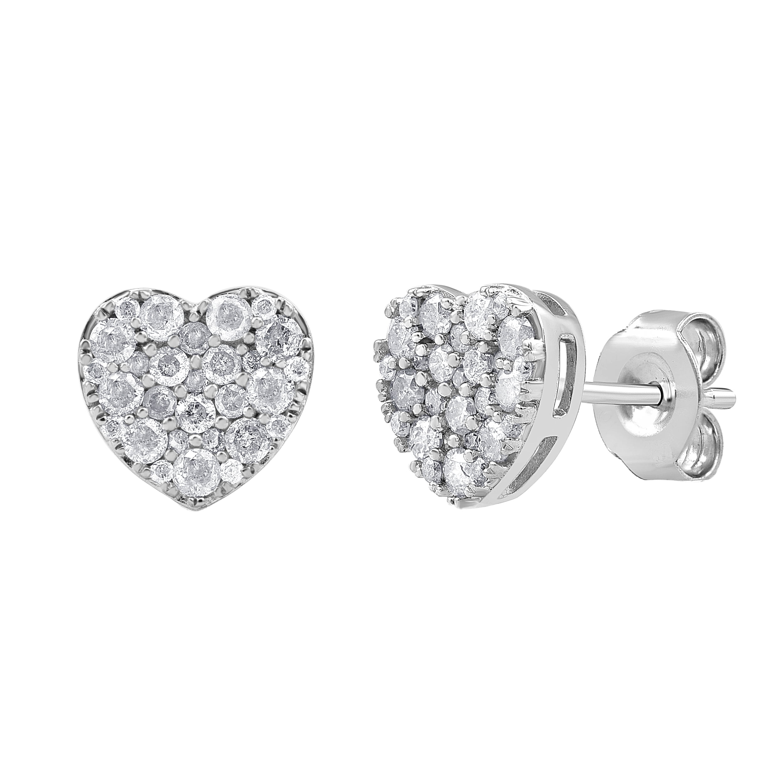 Brilliance Fine Jewelry 1/2 Carat Diamond Stud Earrings in 10K White Gold for Women