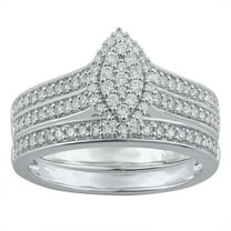 Brilliance Fine Jewelry 1/2 Carat Lab Grown Diamond Women Bridal Set Ring in 925 Sterling Silver