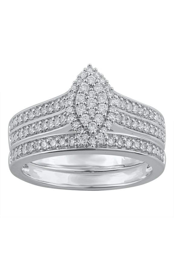 1/2 Carat Lab Grown Diamond Women Bridal Set Ring in 925 Sterling Silver