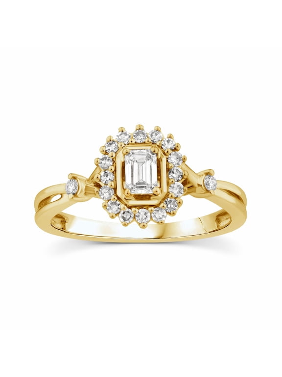 1/2 Carat Lab Grown Diamond Promise Ring in 14K Yellow Gold-Plated Sterling Silver