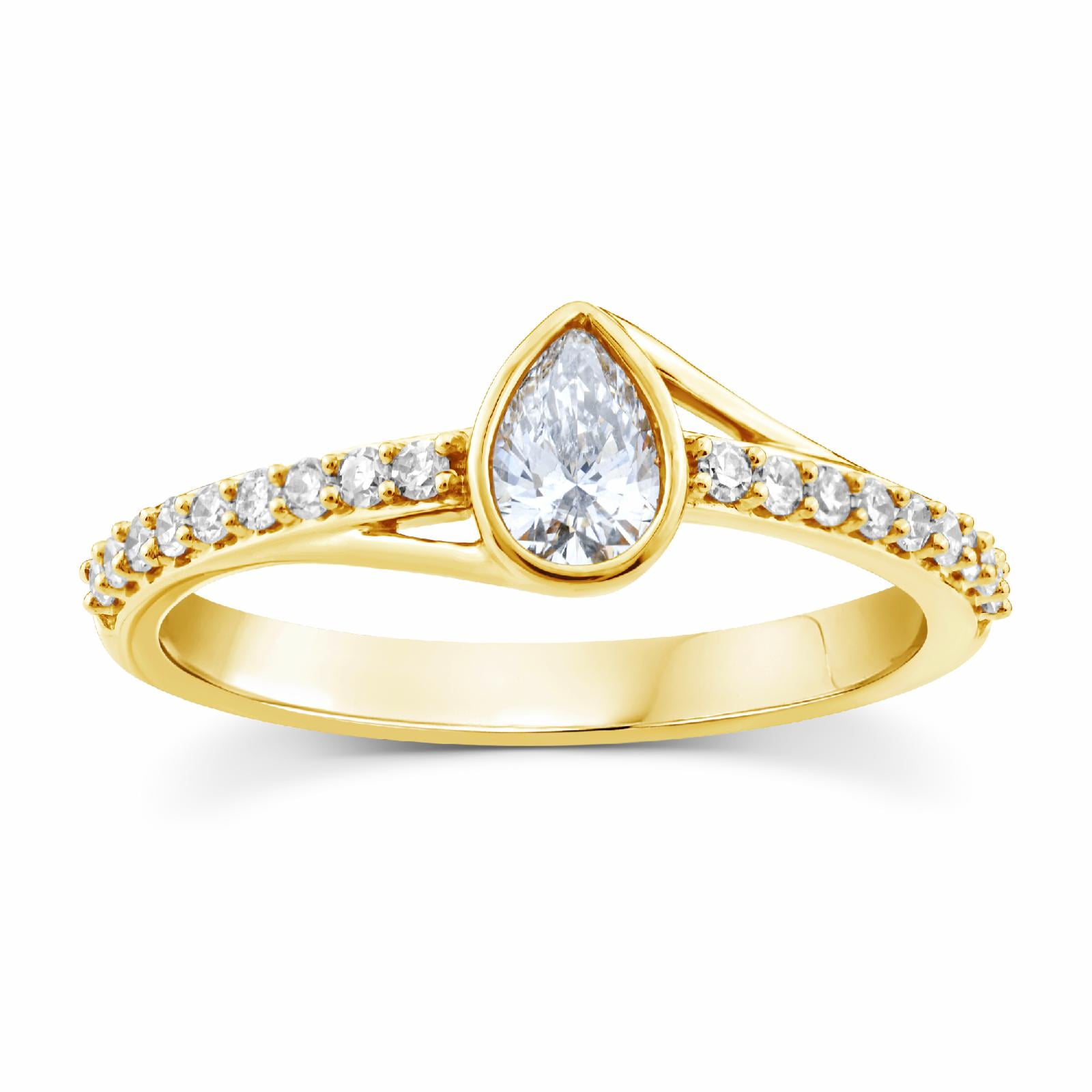 BRILLIANCE FINE JEWELRY 1/2 Ctw Lab Grown Diamond Promise Ring in 14K Yellow Gold-Plated Sterling Silver, Women