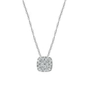 BRILLIANCE FINE JEWELRY 1/3 Ct Diamond Women's Cushion Pendant Necklace in 10K White Gold