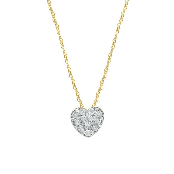 Brilliance Fine Jewelry 1/3 Ct Diamond Women's Heart Pendant Necklace in 10K Yellow Gold