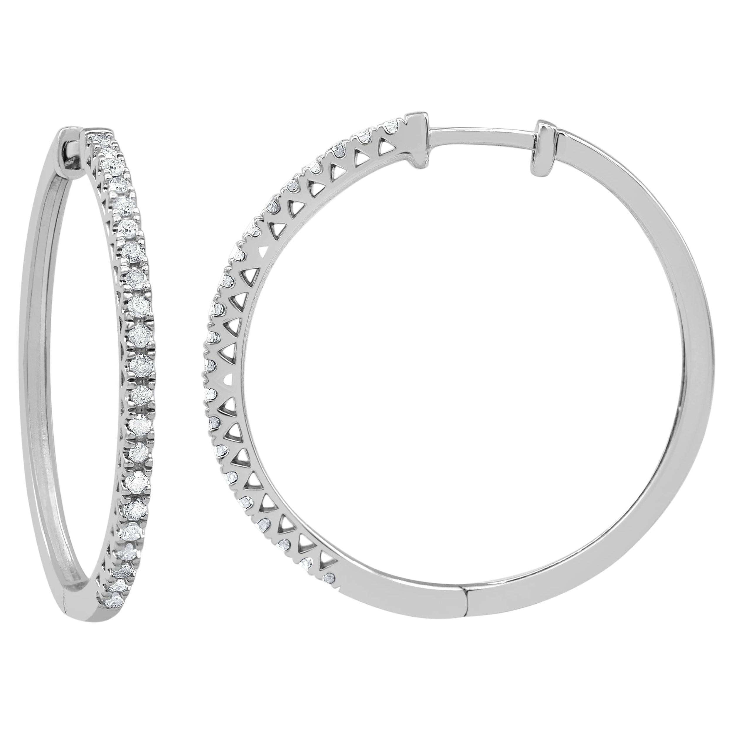 Brilliance Fine Jewelry 1 4 Carat Diamond Hoop Earrings in