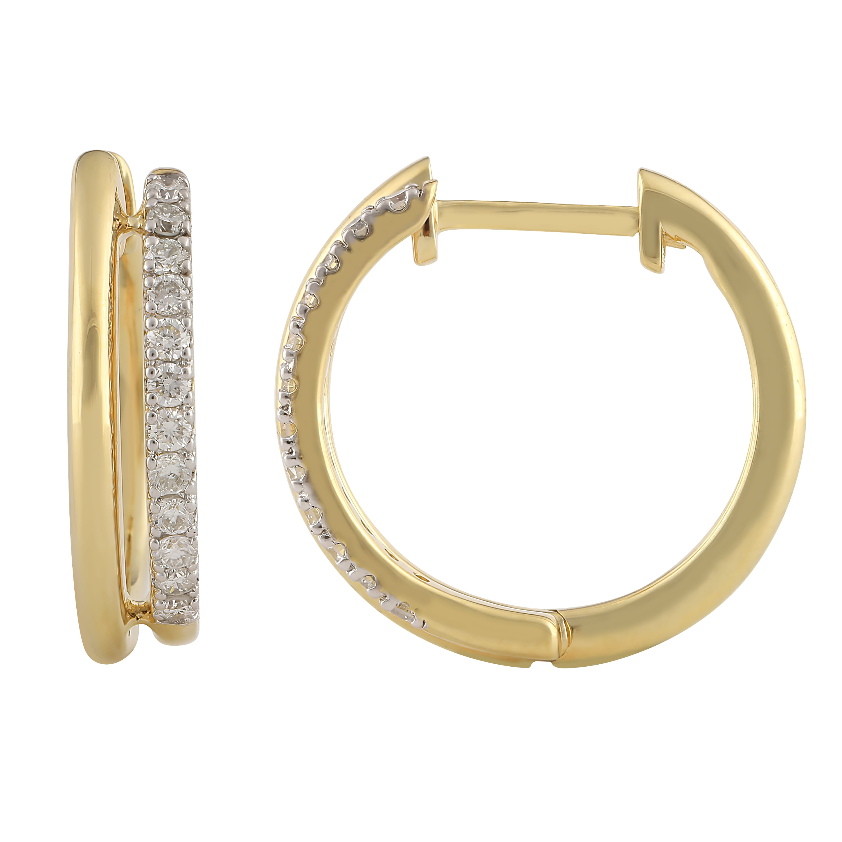 BRILLIANCE FINE JEWELRY 1/4 Carat Lab Grown Diamond Women Hoop Earring in 14K Gold Plated Silver