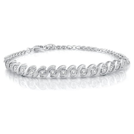 Brilliance Fine Jewelry 1/4 Carat T.W Diamond Sterling Silver Adjustable Tennis Bracelet