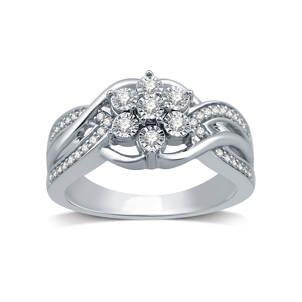 Brilliance Fine Jewelry 1/4 CTTW Round Diamond Flower Shaped