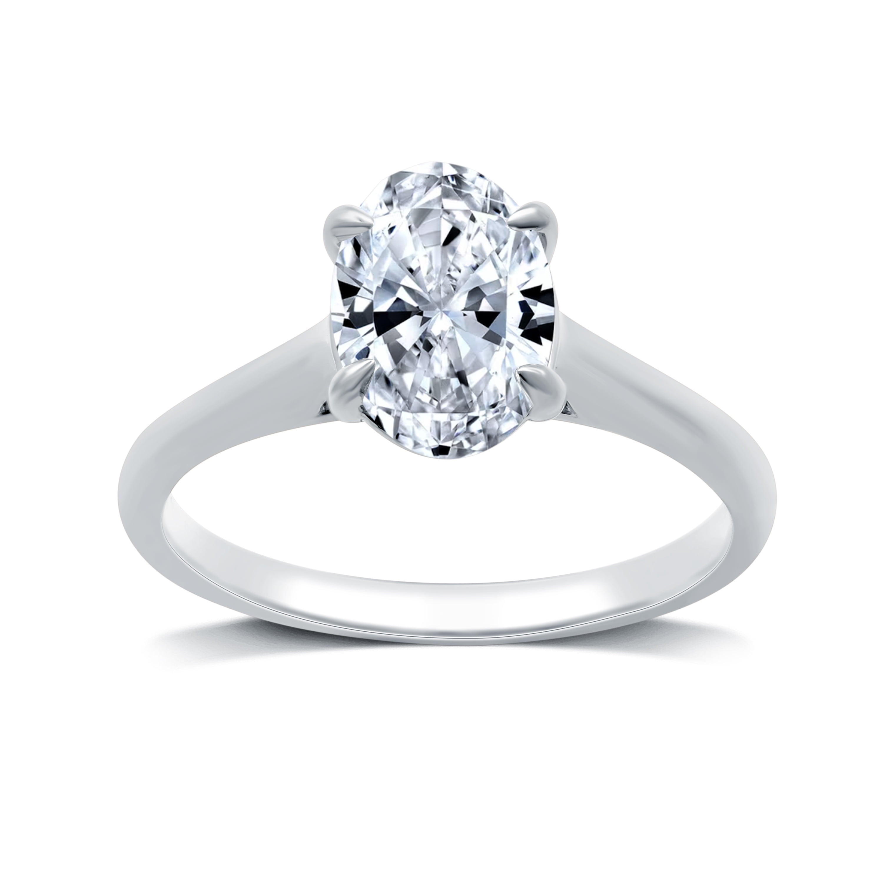 Brilliance Fine Jewelry 1.5 CT Lab Grown Diamond Women's Oval Solitaire Engagement Ring 10k White Gold