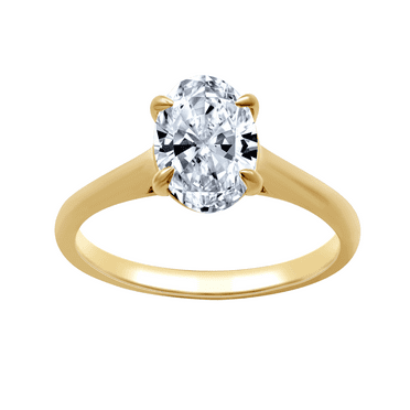 Brilliance Fine Jewelry 1.5 CT Lab Grown Diamond Women's Oval Solitaire Engagement Ring 10k Yellow Gold