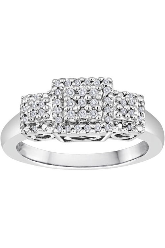 1/6 Carat T.W. Diamond Sterling Silver 3-Station Ring