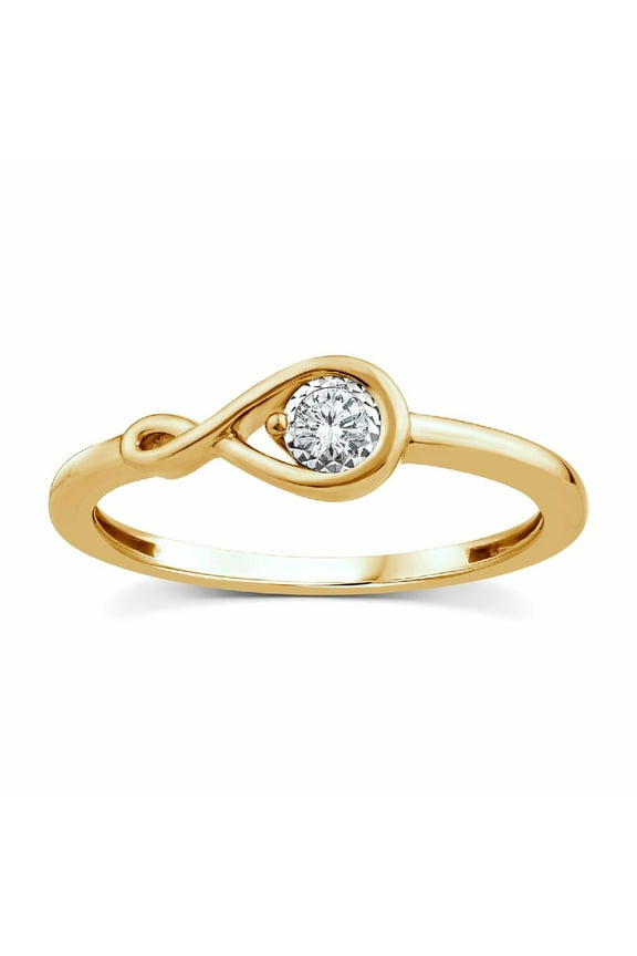 1/6 Ctw Lab Grown Diamond Ring in 14K Yellow Gold-Plated Sterling Silver, Women