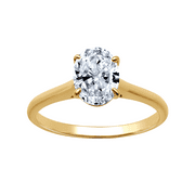 BRILLIANCE FINE JEWELRY 1 CT Lab Grown Diamond Women's Oval Solitaire Engagement Ring 10k Yellow Gold