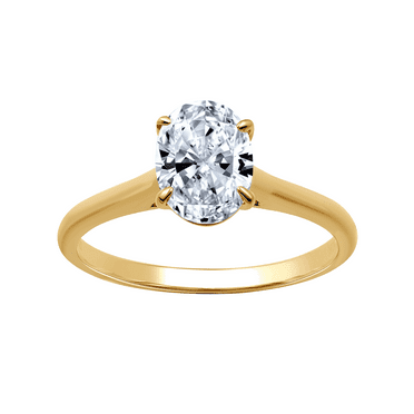 Brilliance Fine Jewelry 1 CT Lab Grown Diamond Women's Oval Solitaire Engagement Ring 10k Yellow Gold