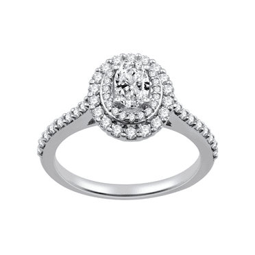 Brilliance Fine Jewelry 1 CTW Lab Grown Diamond Women's Oval Double Halo Bridal Ring Sterling Silver