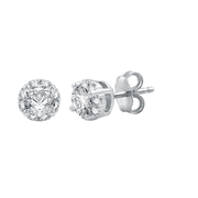 Brilliance Fine Jewelry 1 CTW Lab Grown Round Diamond Women's Halo Stud Earrings Sterling Silver