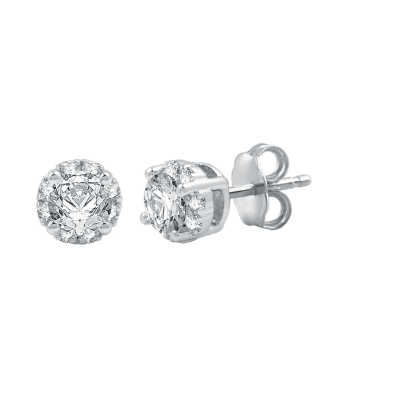 Brilliance Fine Jewelry 1 CTW Lab-Grown Diamond Women's Solitaire Stud Earrings in Sterling Silver