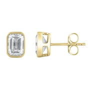 BRILLIANCE FINE JEWELRY 1 Carat Lab Grown Diamond Women Stud Earring in 14KT Gold Plated Silver