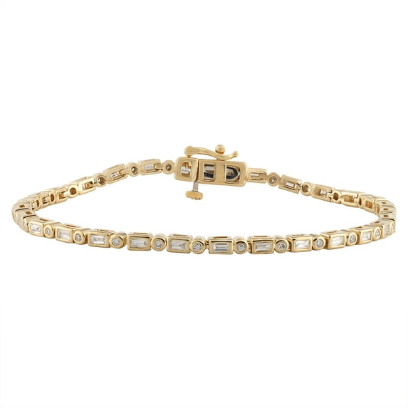 Brilliance Fine Jewelry 1 Carat Lab Grown Diamond Women Tennis Bracelet in 14KT Gold Plated Silver