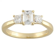 Brilliance Fine Jewelry 1 Carat T.W. Lab Grown Diamond Women 3 Stone Ring in 14KT Gold Plated Silver