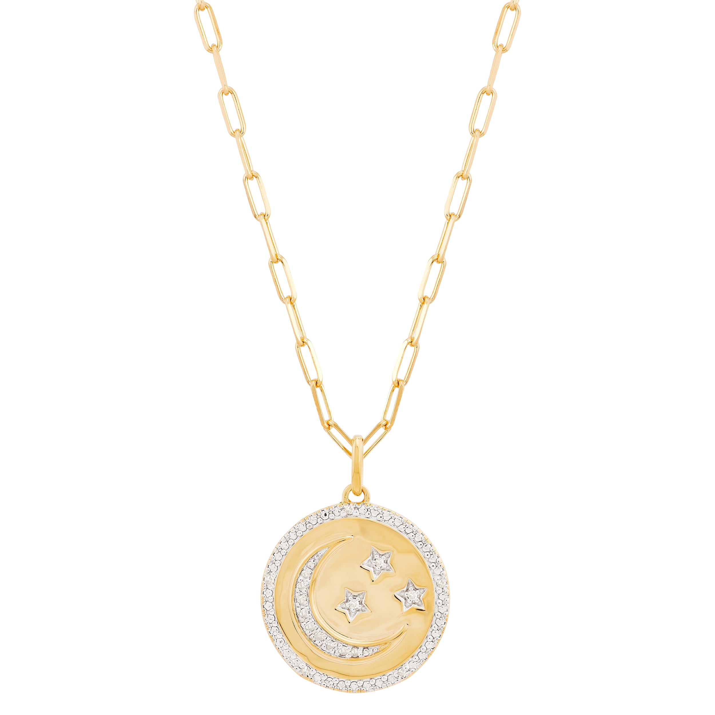 Brilliance Fine Jewelry .10 Carats Diamond Pendant in Sterling Silver and 14K Gold Plate,20"