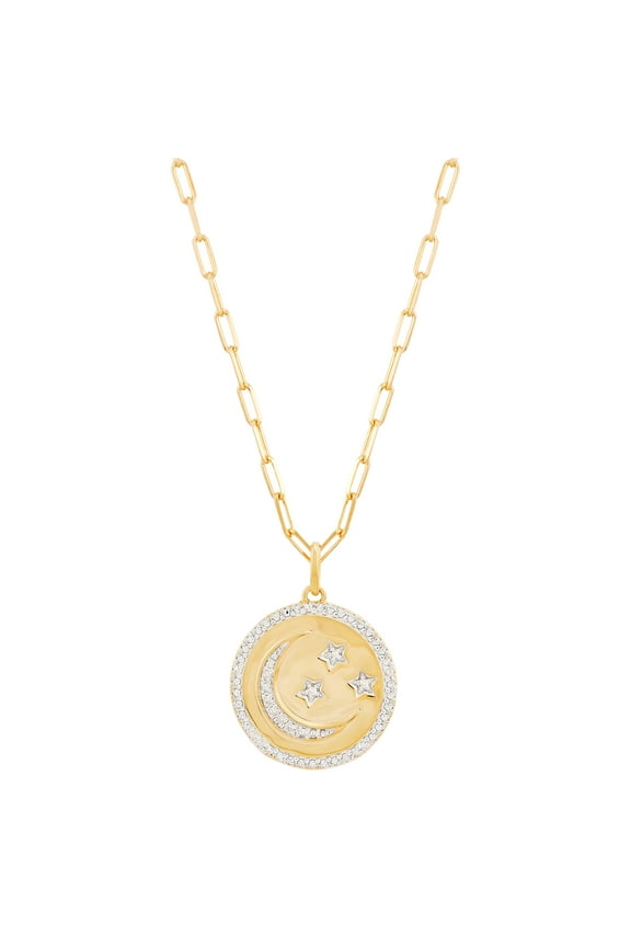 .10 Carats Diamond Pendant in Sterling Silver and 14K Gold Plate,20"