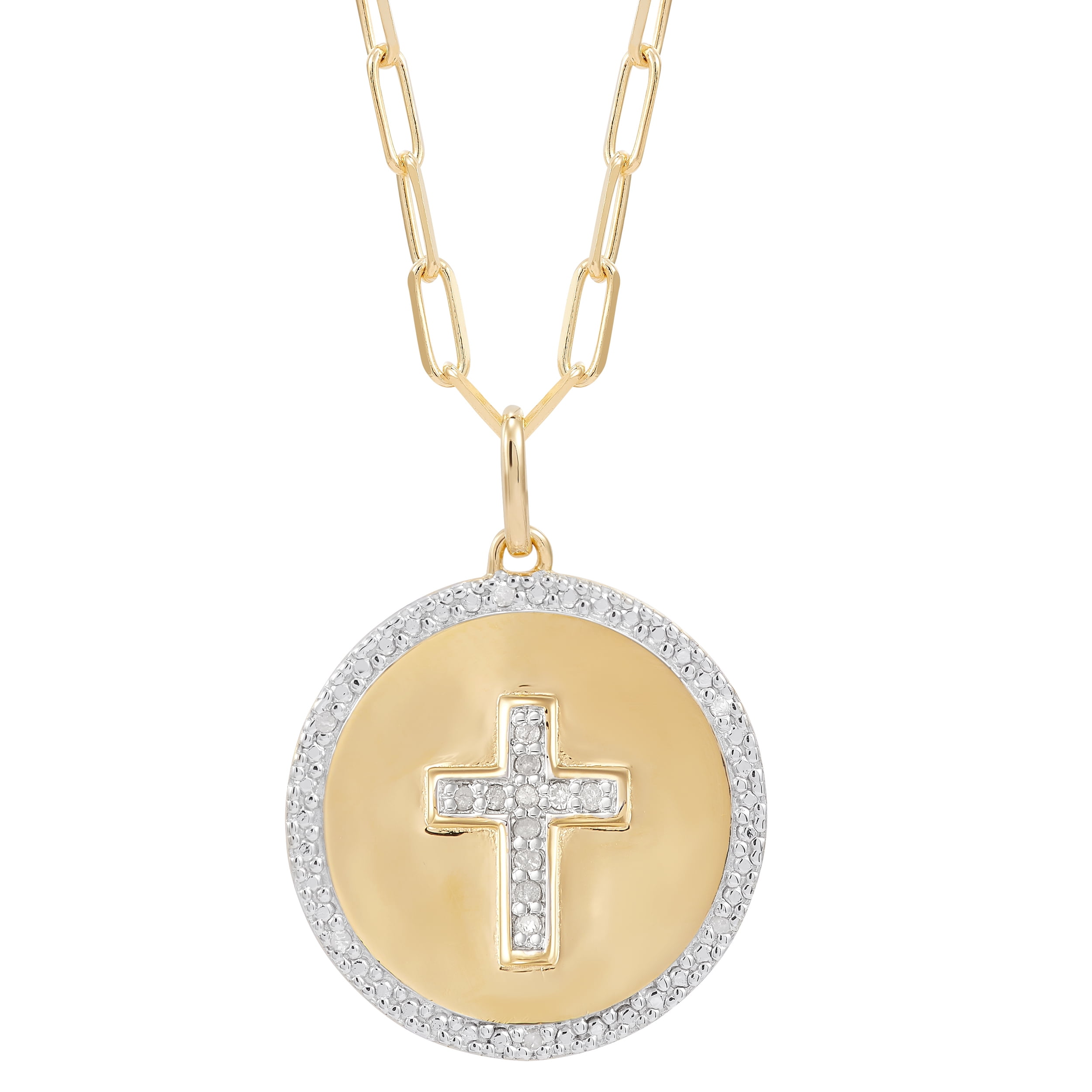Brilliance Fine Jewelry .10 Carats Diamond Pendant in Sterling Silver and 14K Gold Plate,20"