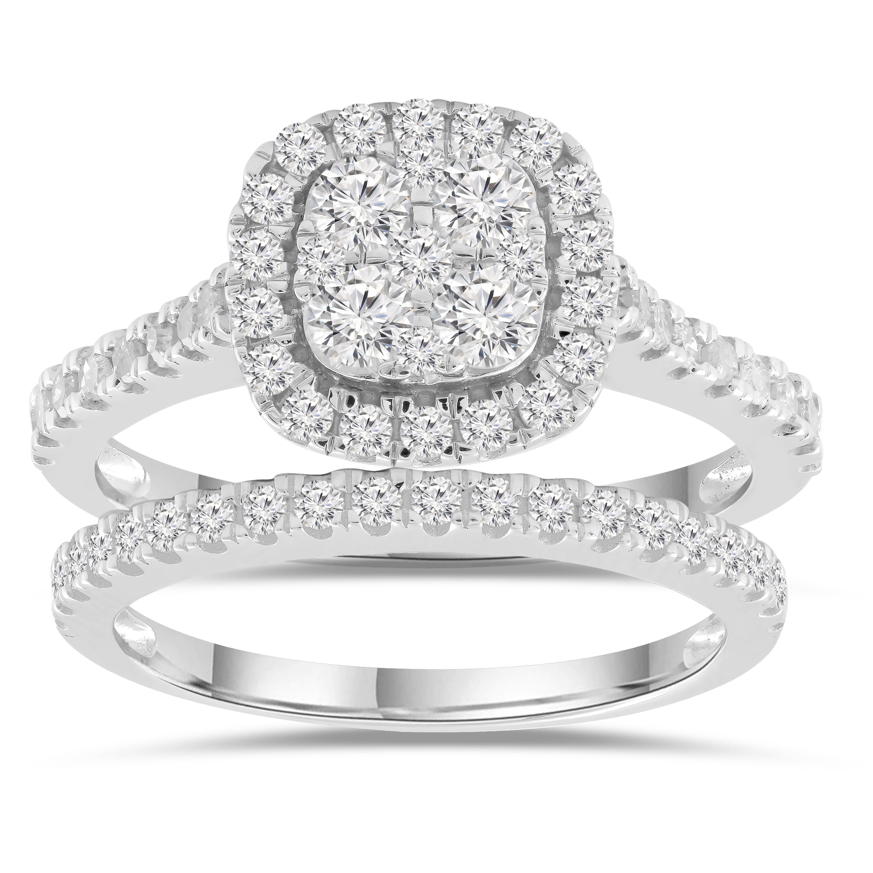 10 karat white gold brilliance fine jewelry 1 carat diamond cushion bridal set deals