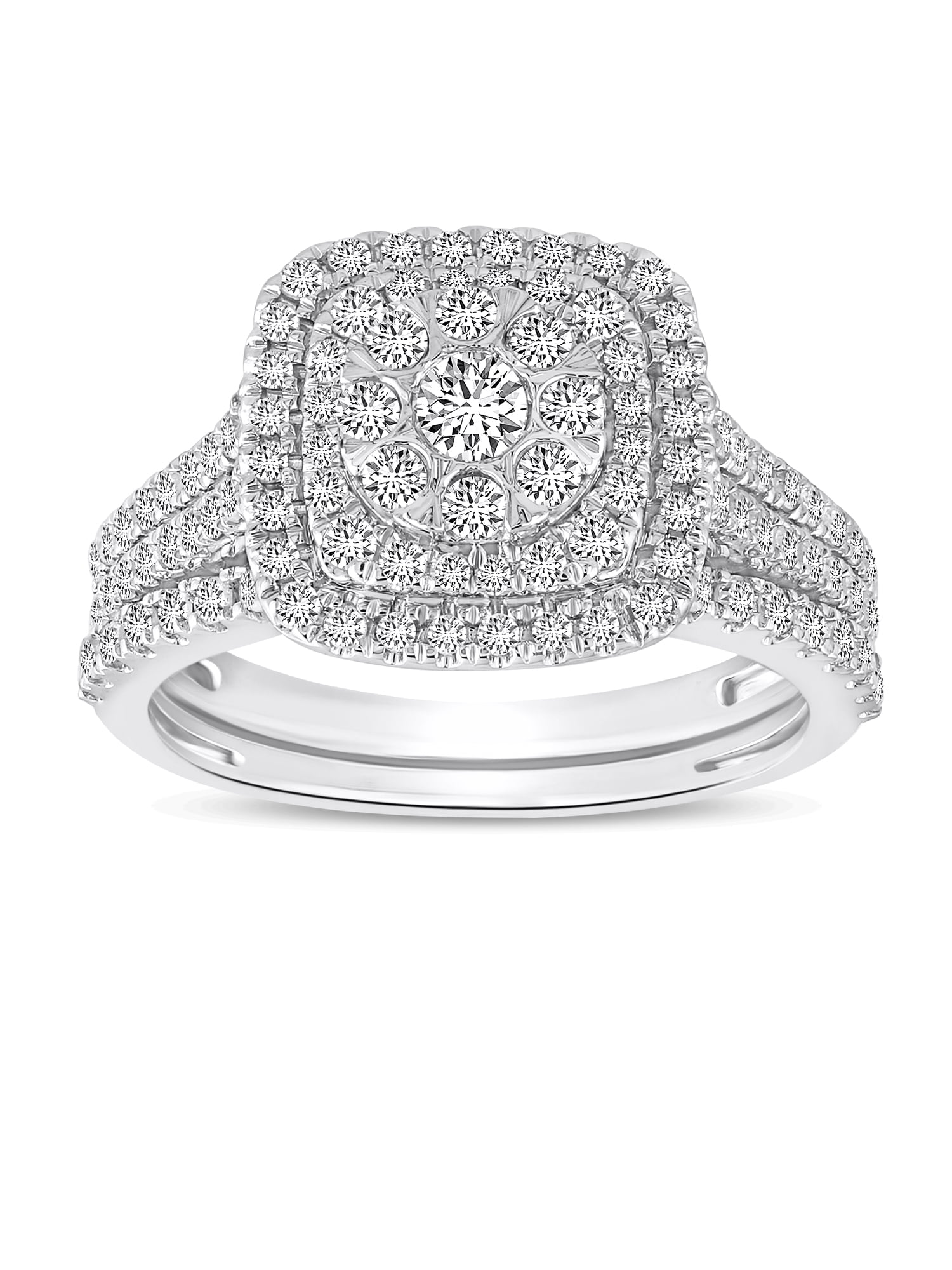10 karat white gold brilliance fine jewelry 1 carat diamond cushion bridal set deals