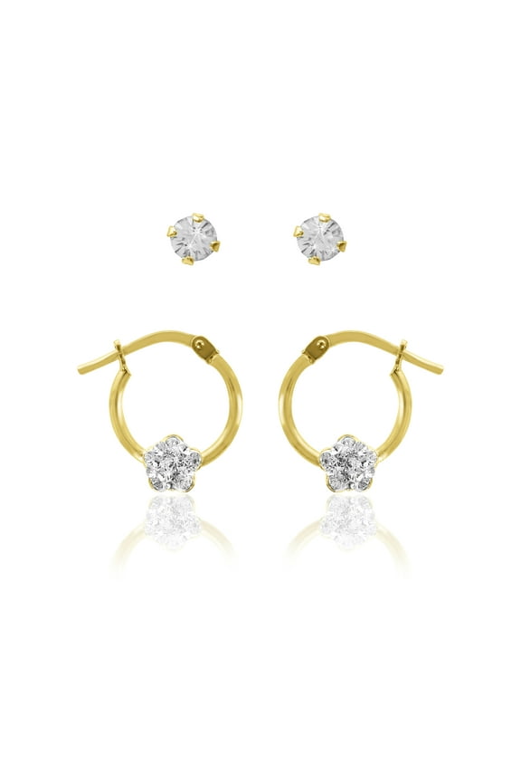 10K Gold Filled Crystal Childrens Earring Set
