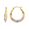 thumbnail image 1 of Brilliance Fine Jewelry 10K Rose Gold with Yellow and White Rhodium Plate Round Swirl Hoop Earrings, 1 of 5