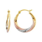Brilliance Fine Jewelry 10K Rose Gold with Yellow and White Rhodium Plate Round Swirl Hoop Earrings