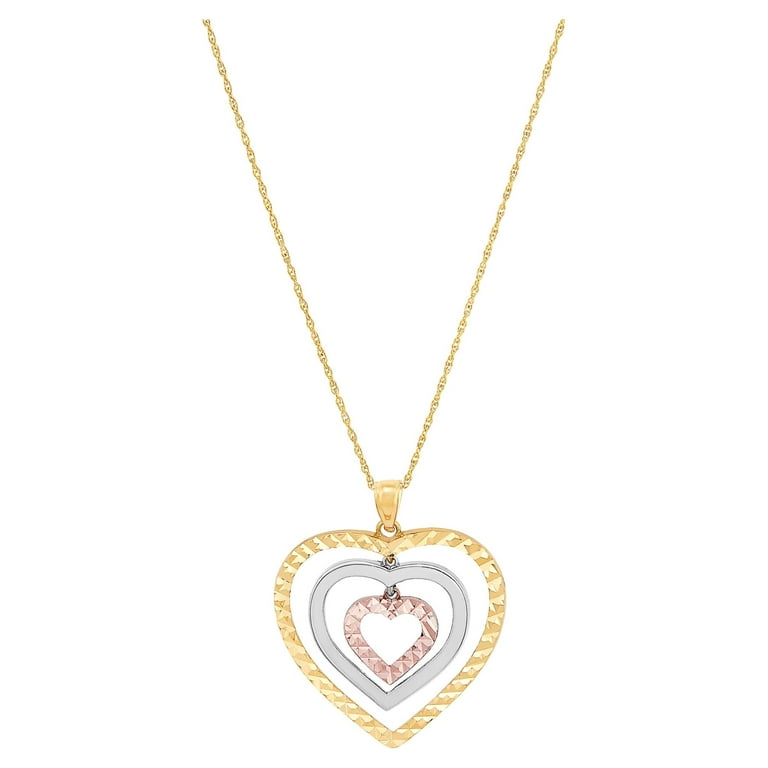 Brilliance Fine Jewelry 10K Tri Tone Gold Triple Open Heart
