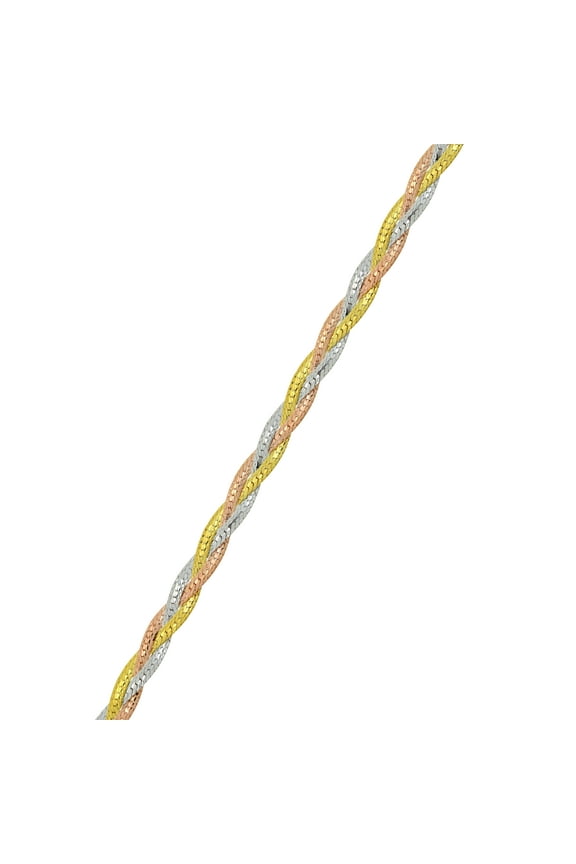 10K Tri-Tone YWR Gold Herringbone Chain Necklace, 18"