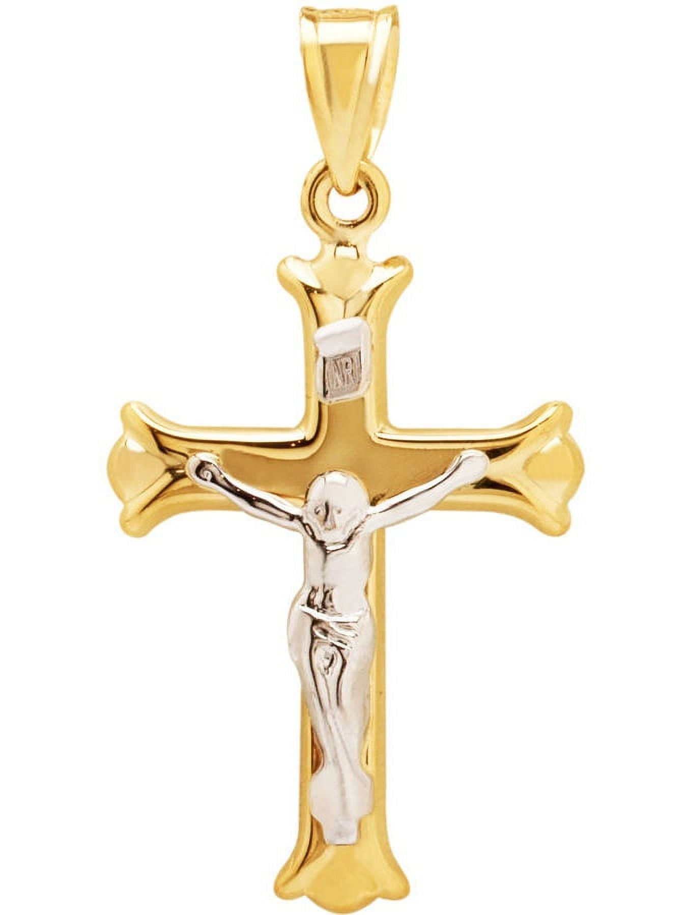 Brilliance Fine Jewelry 10K Two Tone Gold Hollow Crucifix Cross Charm