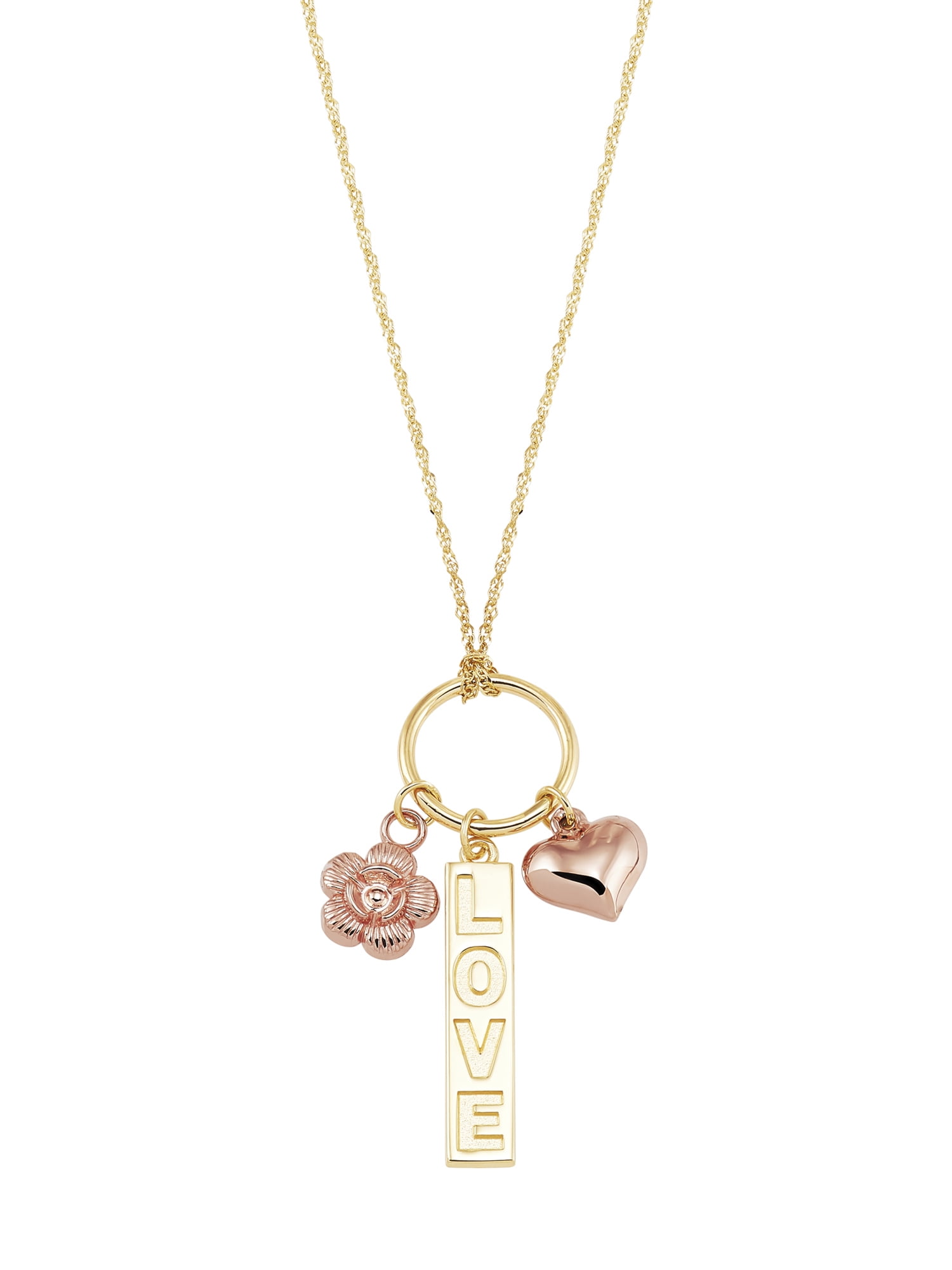 10k Real Solid Gold Rose Necklace Flower Necklace for Women 