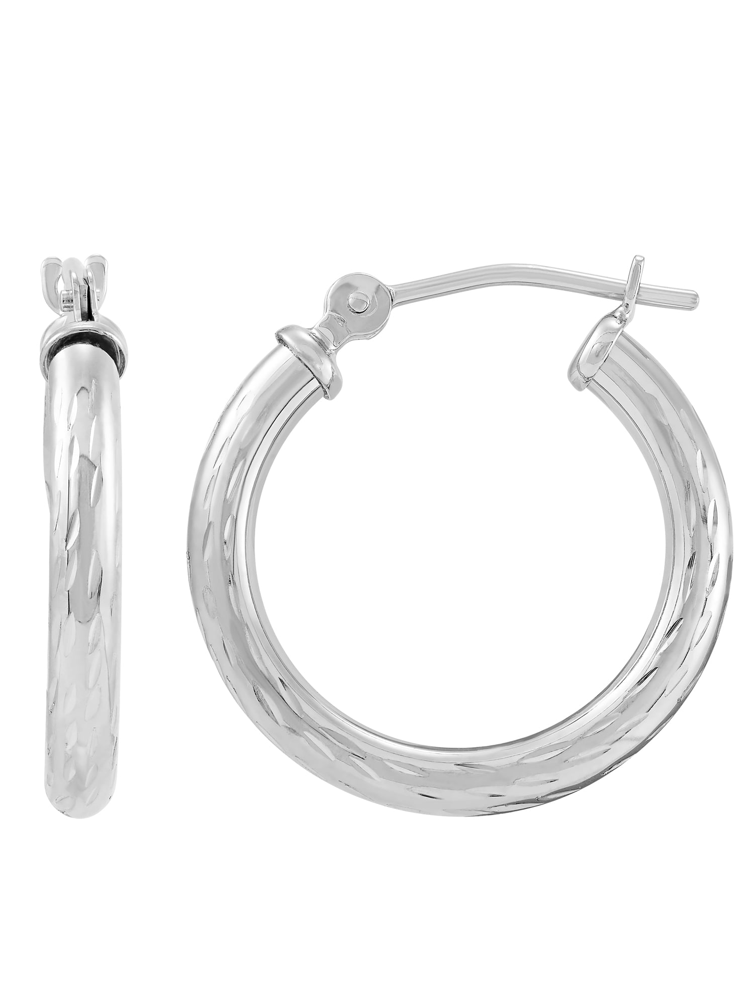 Brilliance Fine Jewelry 10K White Gold 2.3MMx18MM Hollow Round Hoop Earrings