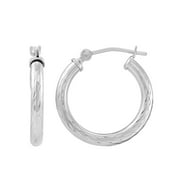 Brilliance Fine Jewelry 10K White Gold 2.3MMx18MM Hollow Round Hoop Earrings