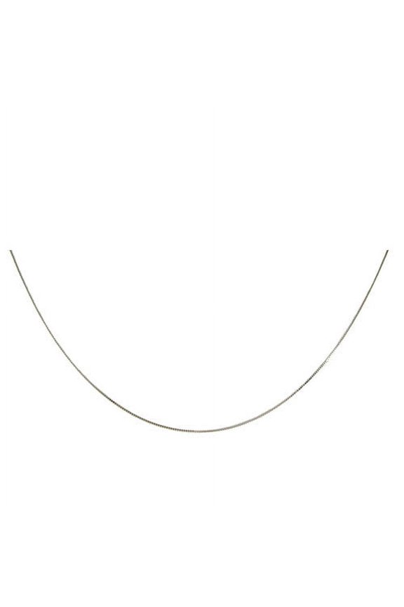 10K White Gold DC Box Chain Necklace, 18"
