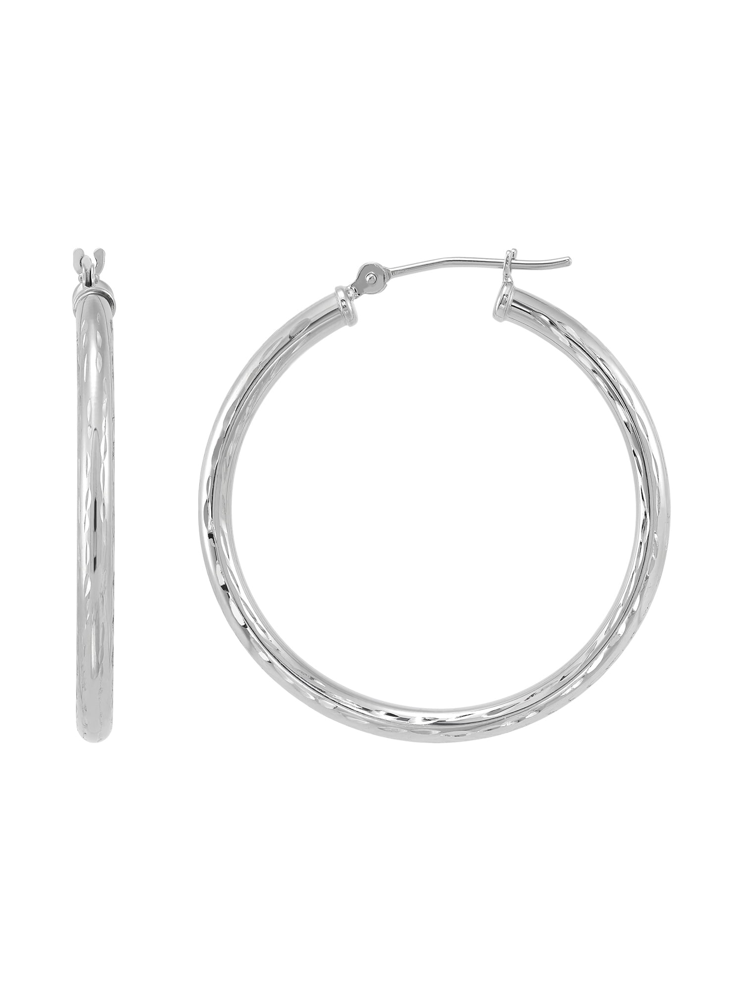 Brilliance Fine Jewelry 10K White Gold Polished and DiamondCut Round