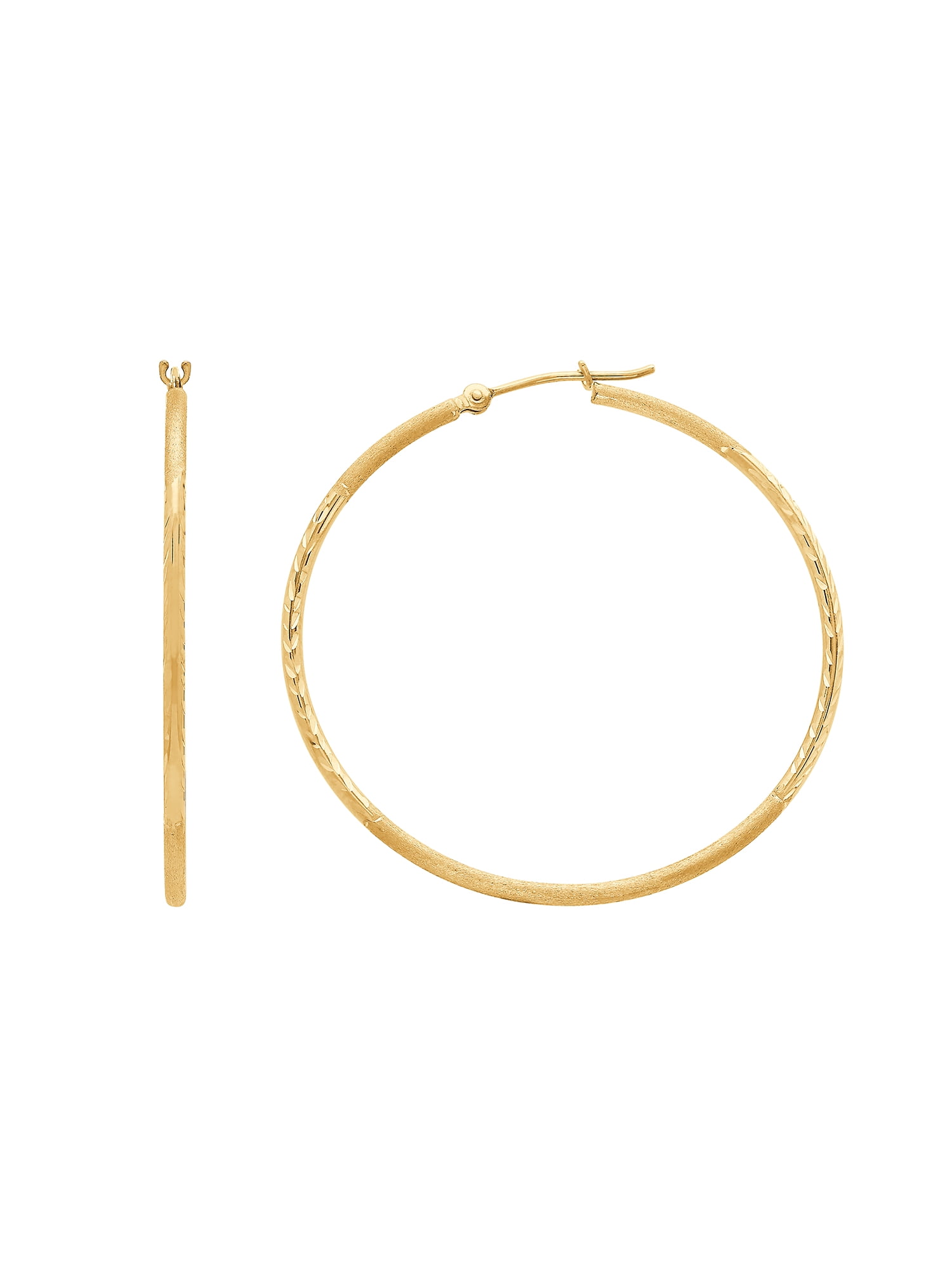 Brilliance Fine Jewelry 10K Yellow Gold 1.53MMx40MM Hollow Round Hoops Earrings