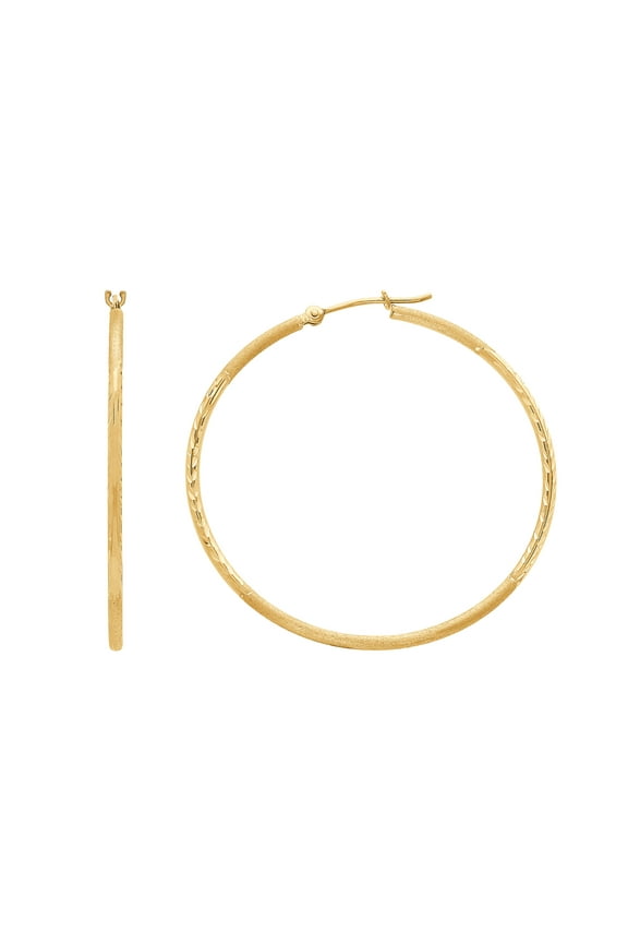 10K Yellow Gold 1.53MMx40MM Hollow Round Hoops Earrings