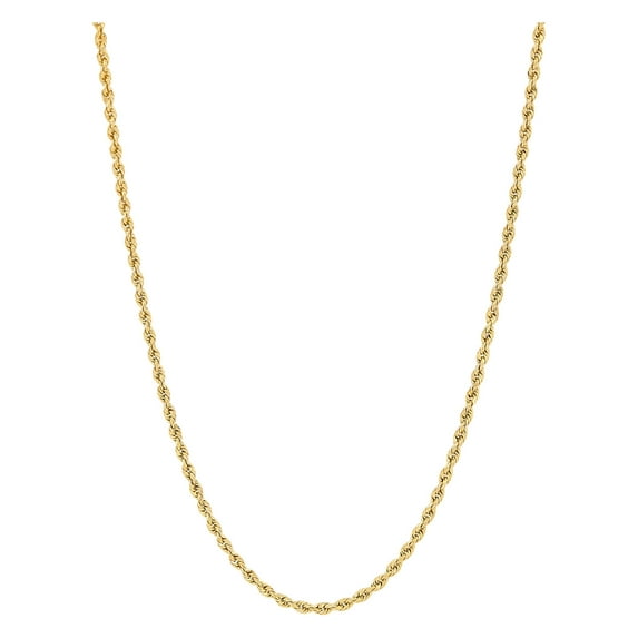 Brilliance Fine Jewelry 10K Yellow Gold 1.80MM - 1.85MM Hollow Rope Necklace, 24"