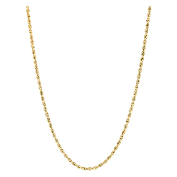 Brilliance Fine Jewelry 10K Yellow Gold 1.80MM - 1.85MM Hollow Rope Necklace, 30"